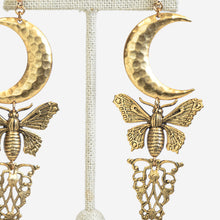 Load image into Gallery viewer, MOTH AND MOON MYSTIC EARRINGS WITH LABRADORITE
