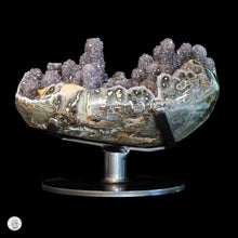 Load image into Gallery viewer, STALAGMITE AMETHYST GEODE WITH CALCITE POINT