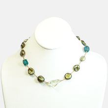 Load image into Gallery viewer, AQUAMARINE, FLUORITE, APATITE, PEARL NECKLACE