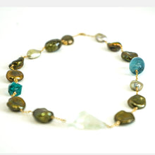 Load image into Gallery viewer, AQUAMARINE, FLUORITE, APATITE, PEARL NECKLACE