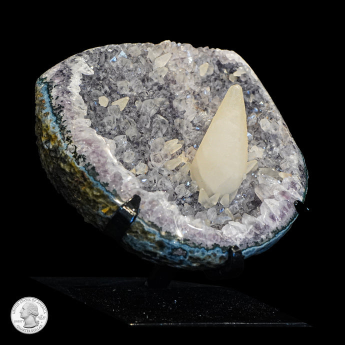 AMETHYST GEODE WITH CALCITE POINT