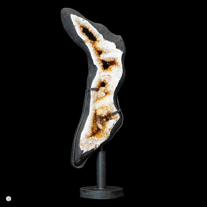 CITRINE GEODE SLICE ON ROTATING BASE