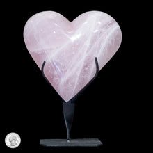 Load image into Gallery viewer, ROSE QUARTZ HEART IN A METAL BASE