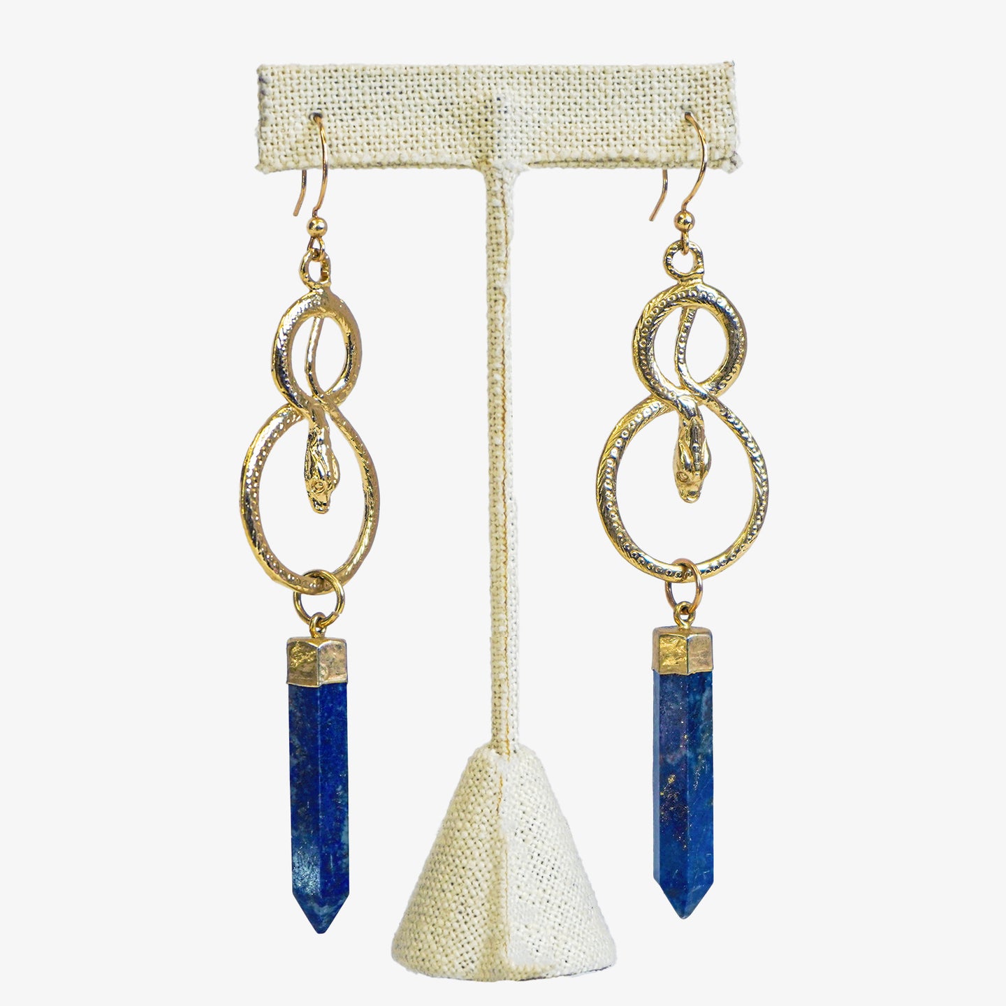 SNAKE EARRINGS WITH LAPIS DROP