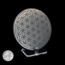 Load image into Gallery viewer, SHUNGITE FLOWER OF LIFE ROUND TILE