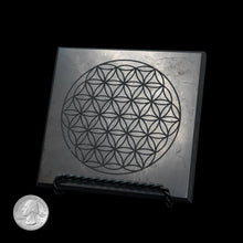 Load image into Gallery viewer, SHUNGITE FLOWER OF LIFE TILE