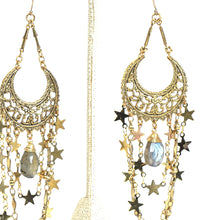 Load image into Gallery viewer, STAR AND MOON EARRINGS WITH LABRADORITE