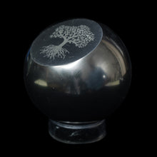 Load image into Gallery viewer, SHUNGITE SPHERE with ETCHED TREE OF LIFE