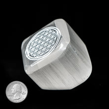 Load image into Gallery viewer, SELENITE CUBE with FLOWER OF LIFE